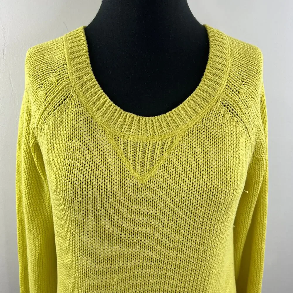 BANANA REPUBLIC MILLY COLLECTION Lemon Lime Cotton Drop Shoulder Sweater Size S